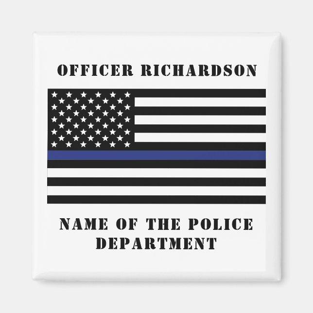 Custom Police Officer Thin Blue Line Police Magnet (Front)