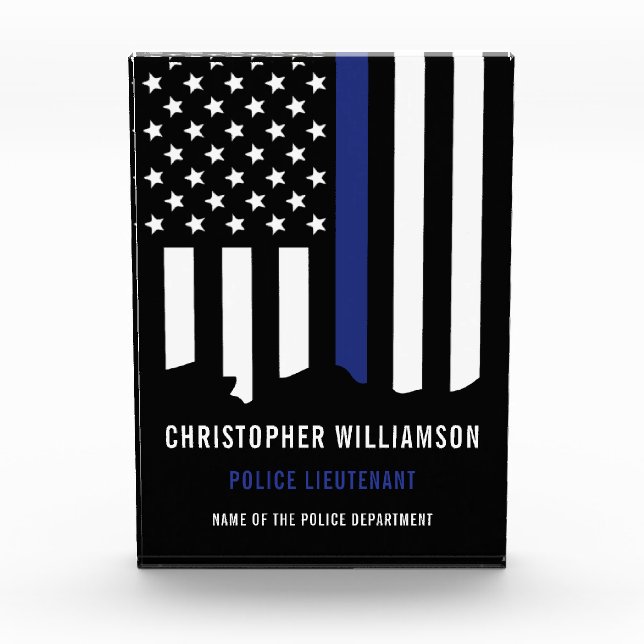 Custom Police Officer Thin Blue Line Police Photo Block (Front)
