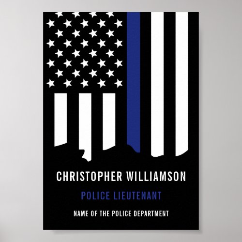 Custom Police Officer Thin Blue Line Police Poster