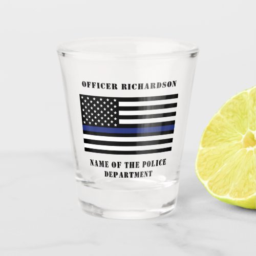 Custom Police Officer Thin Blue Line Police Shot Glass