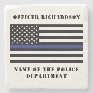 Custom Police Officer Thin Blue Line Police Stone Coaster