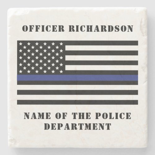 Custom Police Officer Thin Blue Line Police Stone Coaster