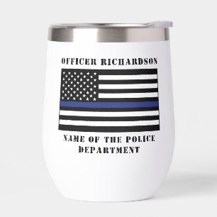 Custom Police Officer Thin Blue Line Police Thermal Wine Tumbler