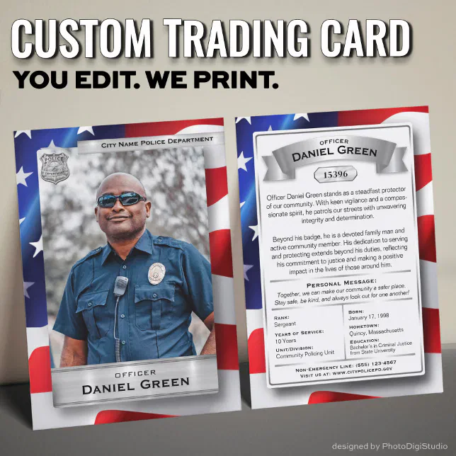 Custom Police Officer Trading Card, Recognition Calling Card | Zazzle