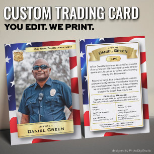 Custom Police Officer Trading Card, Recognition Calling Card
