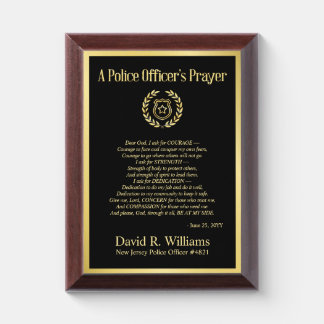 Custom Police Officers Prayer Frame, Academy Grad Award Plaque