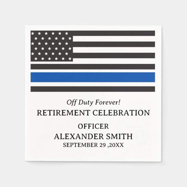 Custom Police Retirement Party Napkins (Front)