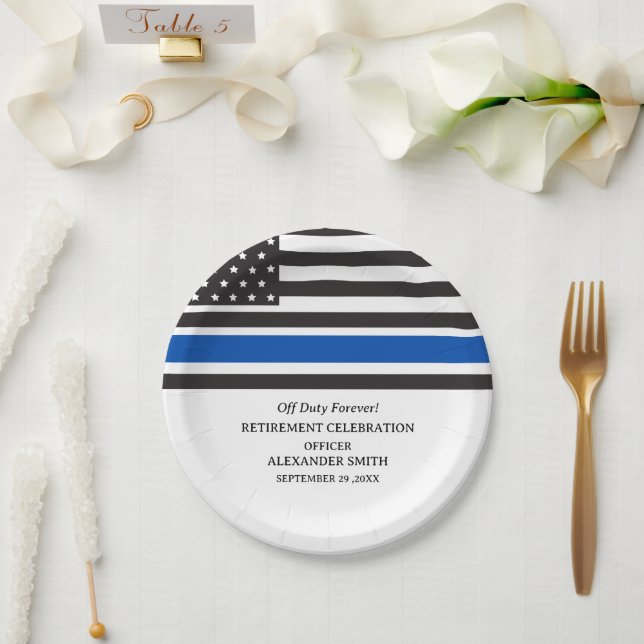 Custom Police Retirement Party Paper Plates (Wedding)