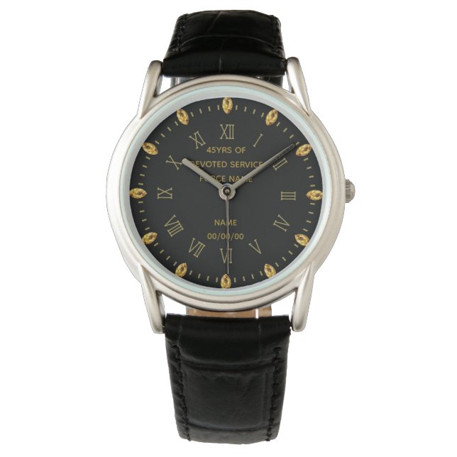 Custom Police Retirement Watch Gold Roman Numerals (Front)