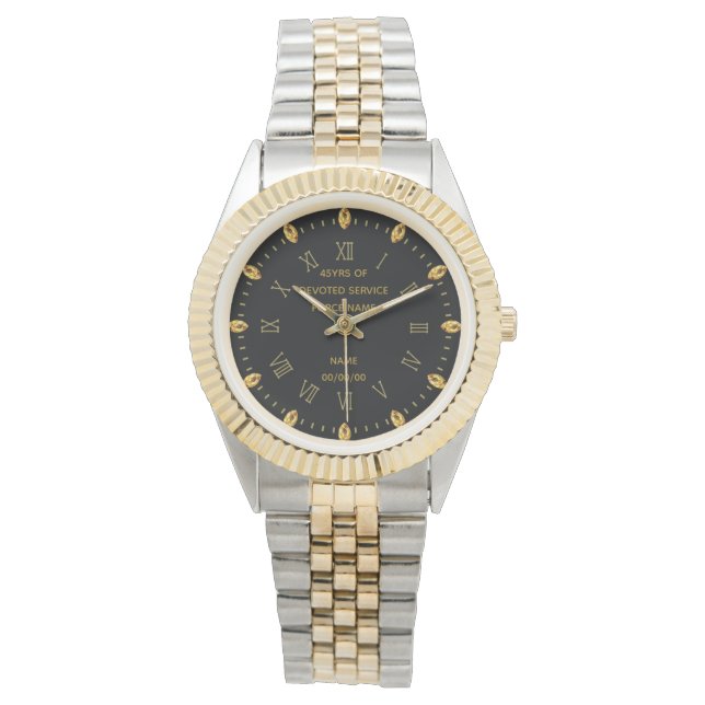 Custom Police Retirement Watch Gold Roman Numerals (Front)