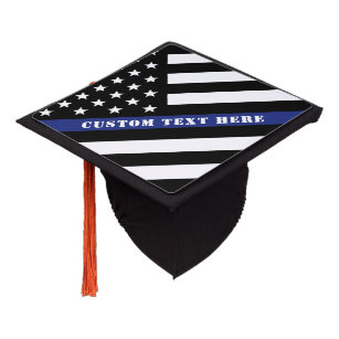 Custom Police Thin Blue Line Flag Police Academy  Graduation Cap Topper