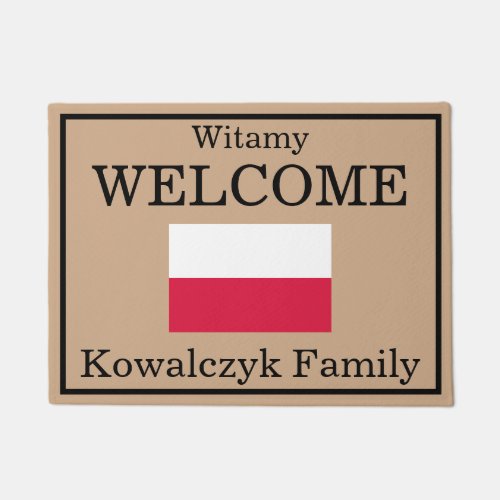 Custom Polish Flag Family Name Door Mat