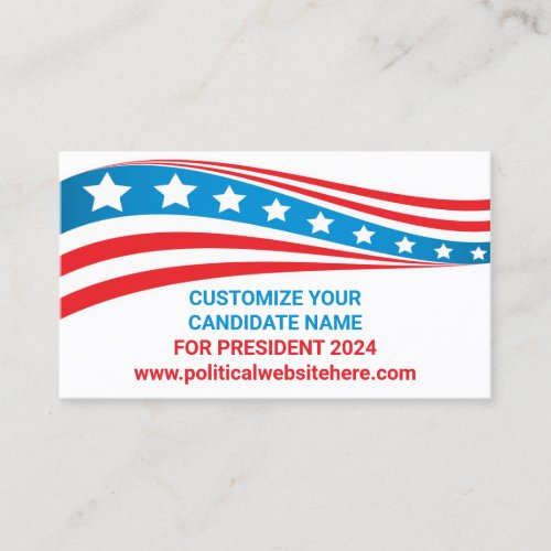 Custom Political Campaign 2024 American Flag Business Card