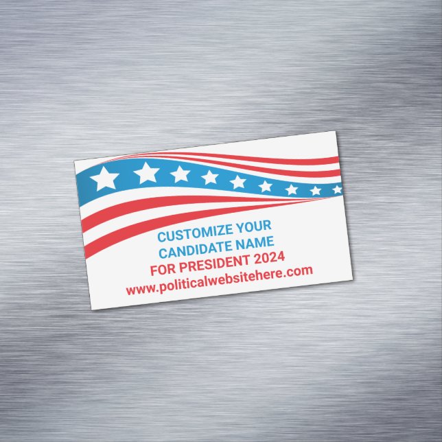 Custom Political Campaign 2024 American Flag Business Card Magnet (In Situ)
