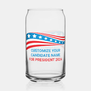 Custom Political Campaign 2024 American Flag Can Glass