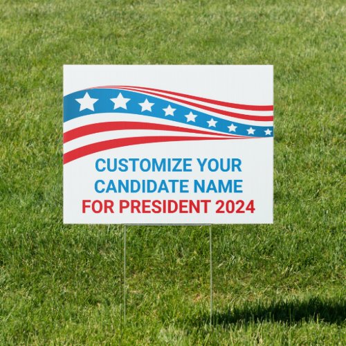 Custom Political Campaign 2024 American Flag Yard Sign