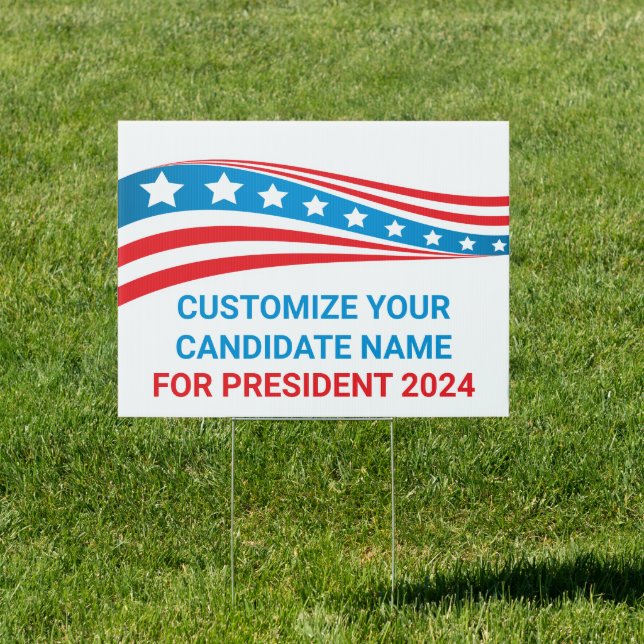 Custom Political Campaign 2024 American Flag Yard Sign (Insitu)