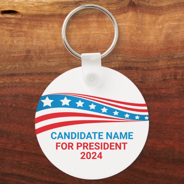 Custom Political Campaign American Flag Election Keychain (Front)