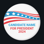 Custom Political Campaign American Flag Election Magnet<br><div class="desc">Customize your own political campaign magnet by adding your own name or another politician under these stars and stripes in red,  white,  and blue. Add a custom name for American president in 2024 or another political office in the USA.</div>