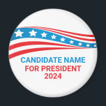 Custom Political Campaign American Flag Election Magnet<br><div class="desc">Customize your own political campaign magnet by adding your own name or another politician under these stars and stripes in red,  white,  and blue. Add a custom name for American president in 2024 or another political office in the USA.</div>
