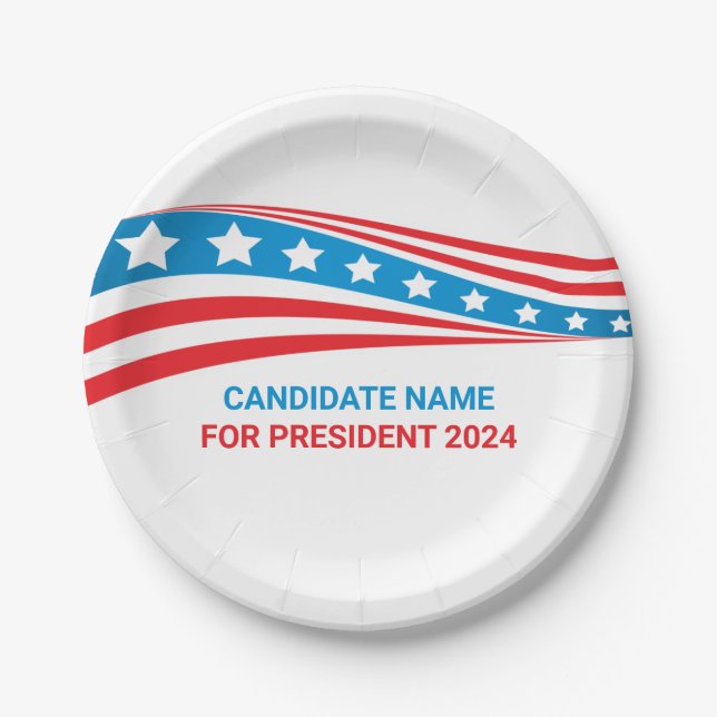Custom Political Campaign American Flag Election Paper Plates (Front)