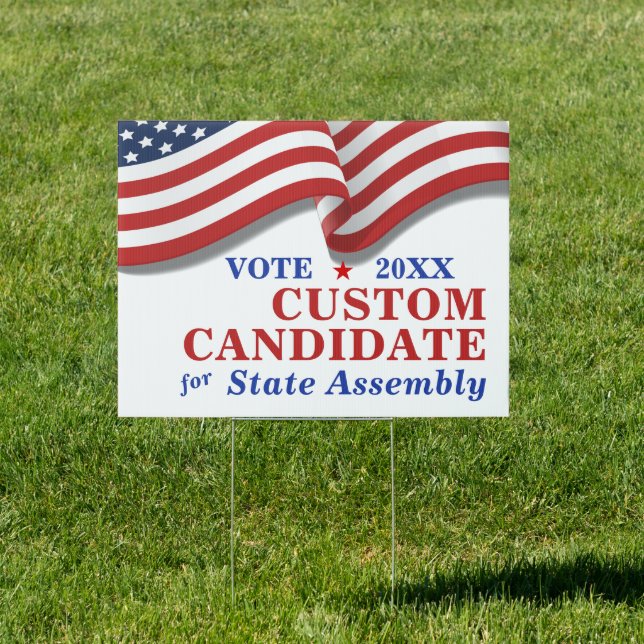 Custom Political Campaign American Flag Sign (Insitu)