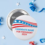 Custom Political Campaign American Flag Template Button<br><div class="desc">Customize your own political campaign button by adding your own name or another politician under these stars and stripes in red,  white,  and blue. Add a custom name for American president in 2024 or another political office in the USA.</div>