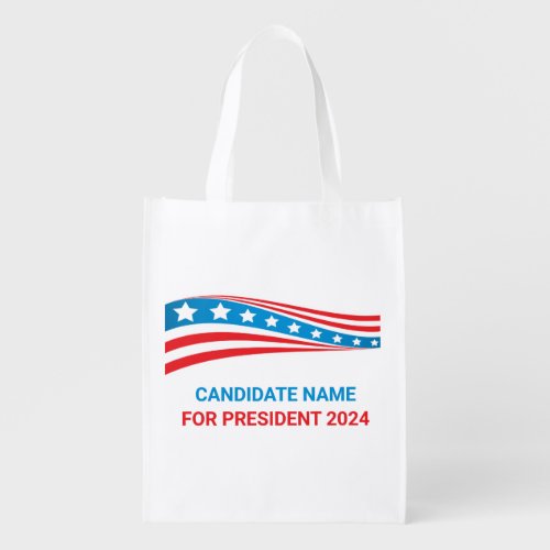 Custom Political Campaign American Flag Template Grocery Bag