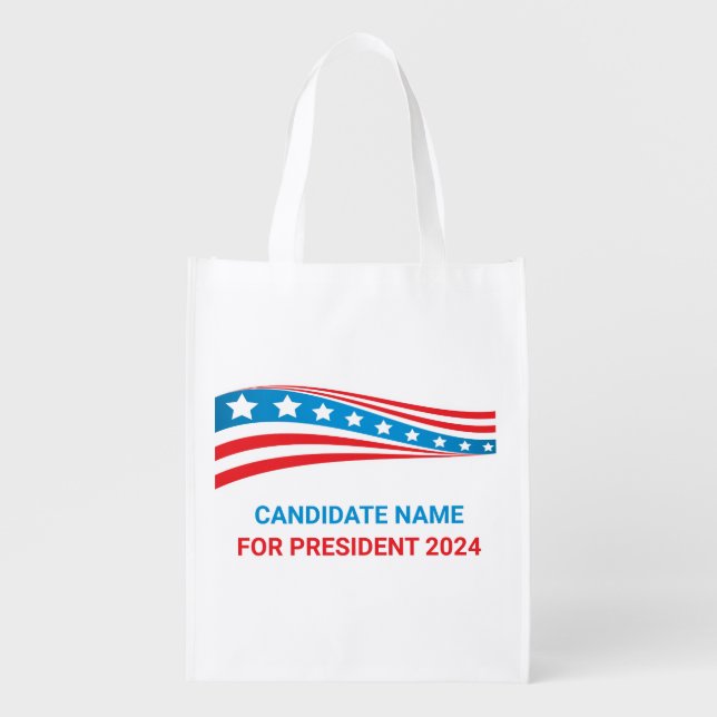Custom Political Campaign American Flag Template Grocery Bag (Front)