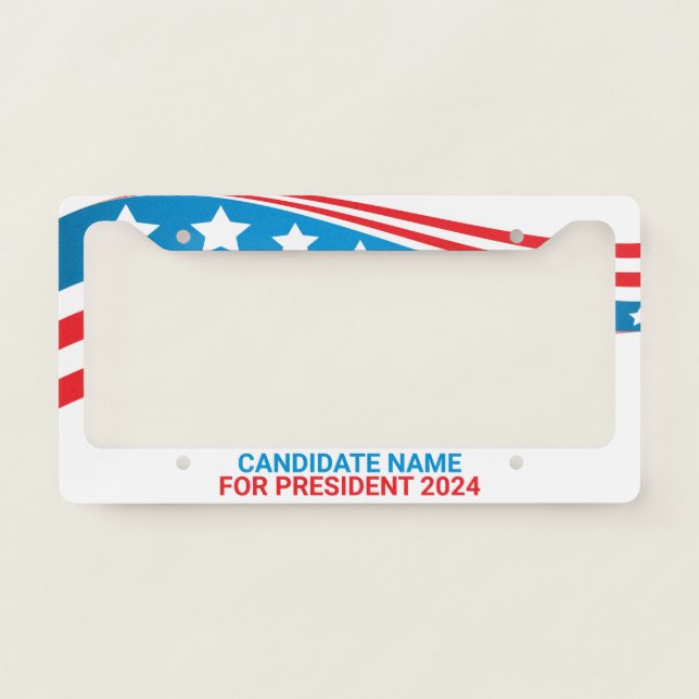 Custom Political Campaign American Flag Template License Plate Frame (Front)