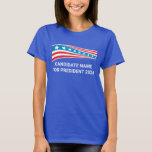 Custom Political Campaign American Flag Template T-Shirt<br><div class="desc">Customize your own political campaign t-shirt by adding your own name or another politician under these stars and stripes in red,  white,  and blue. Add a custom name for American president in 2024 or another political office in the USA.</div>
