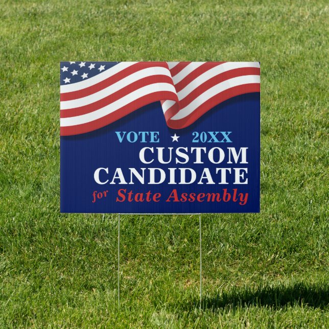 Custom Political Campaign American Flag Yard Sign (Insitu)