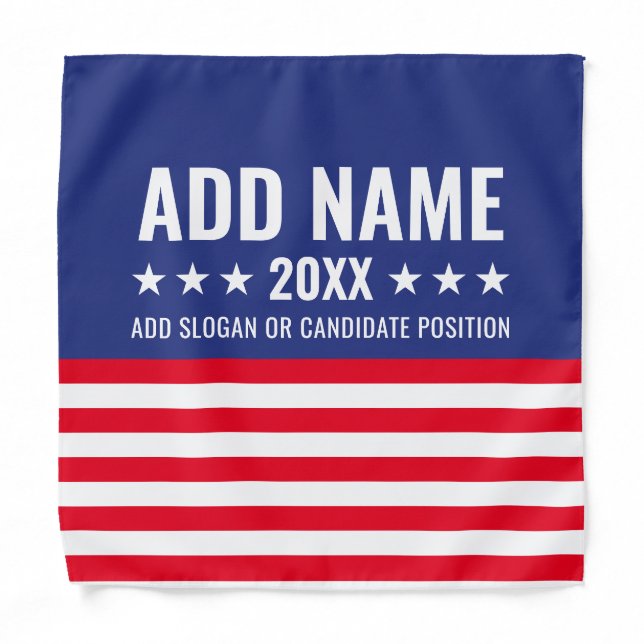 Custom Political Campaign Gear Red White Blue Bandana (Front)