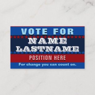 Custom Political Campaign Template Business Card