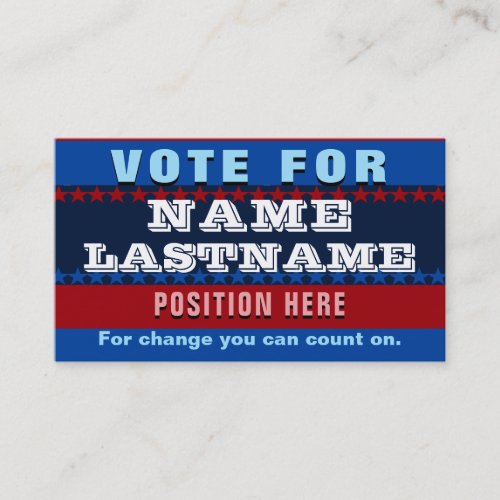 Custom Political Campaign Template Business Card