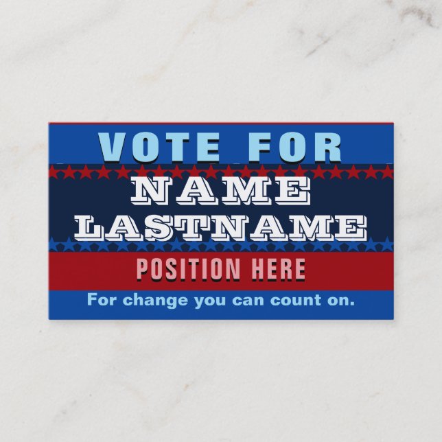 Custom Political Campaign Template Business Card (Front)