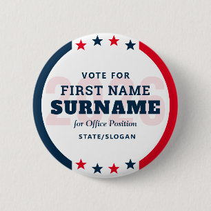 Custom Political Election Campaign Candidate Name Button
