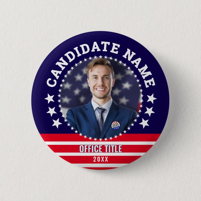 Custom Political Election Campaign Candidate Name Button (Front)