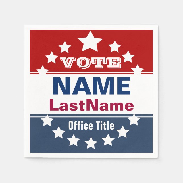Custom Political Election Campaign Template Paper Napkins (Front)
