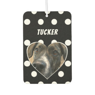 Custom Polka Dot Dog Photo with Name Air Freshener