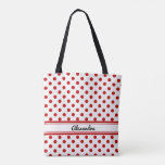 Custom Polka Dot Red White Background Tote Bag at Zazzle