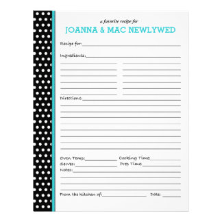 Custom Polka Dot Turquoise Accent Recipe Page