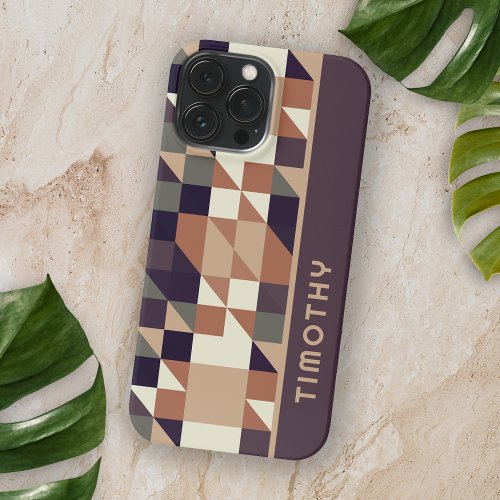 Custom Polygon Triangles Squares Art Pattern iPhone 15 Pro Max Case