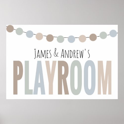 Custom Pom Pom Neutral Nursery Playroom Poster