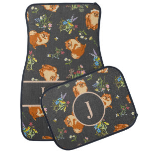 Custom Pomeranian Dog Pattern Set of Car Mats