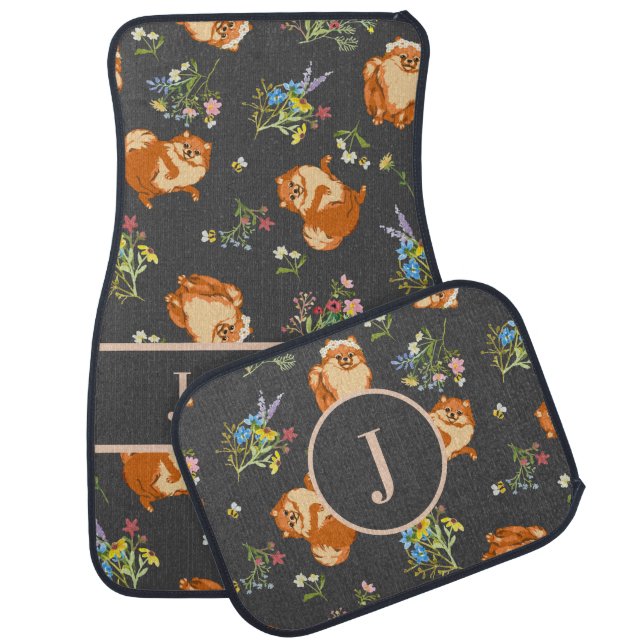 Custom Pomeranian Dog Pattern Set of Car Mats (Set)