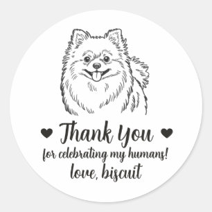 Custom Pomeranian Dog Wedding Favor Stickers