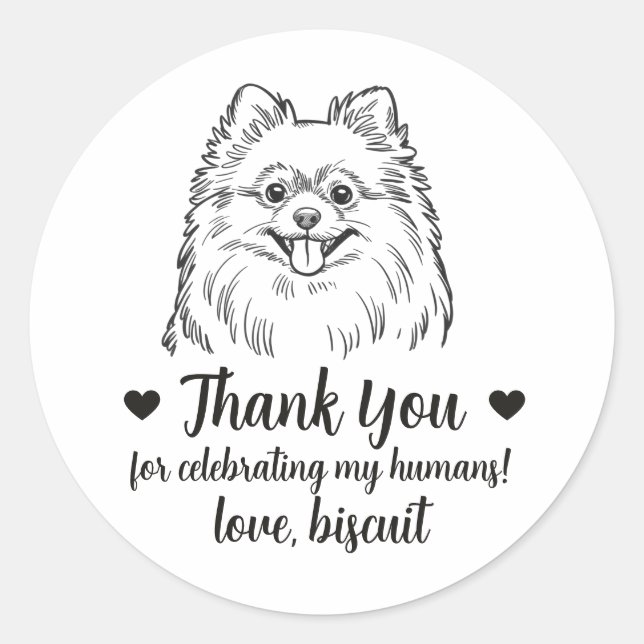 Custom Pomeranian Dog Wedding Favor Stickers (Front)