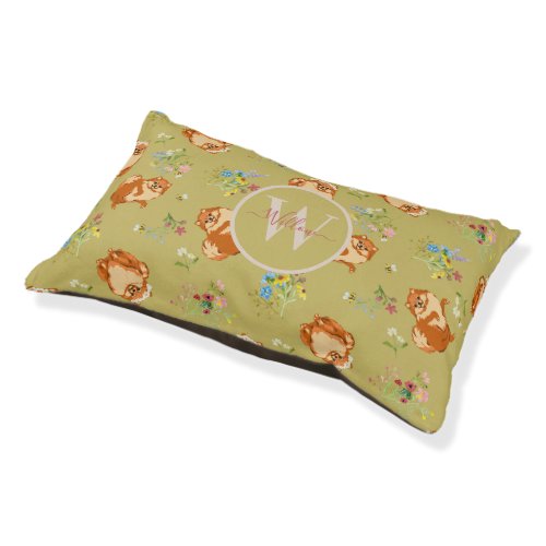 Custom Pomeranian Floral Dog Bed
