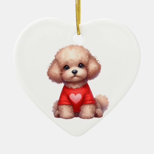 Custom Poodle Dog Valentine Ceramic Ornament